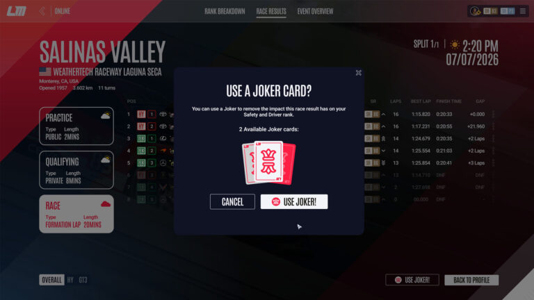 Le Mans Ultimate July 2026 update Joker 01
