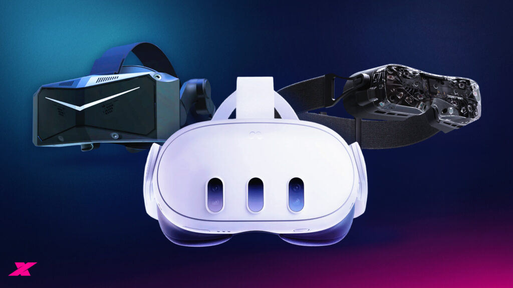 Pimax Crystal Light, Bigscreen beyond 2 and Meta Quest 3 VR headsets