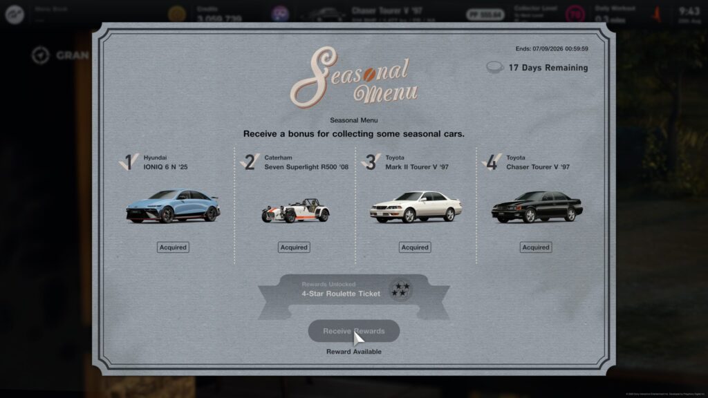 Gran Turismo 7 Seasonal Menu 