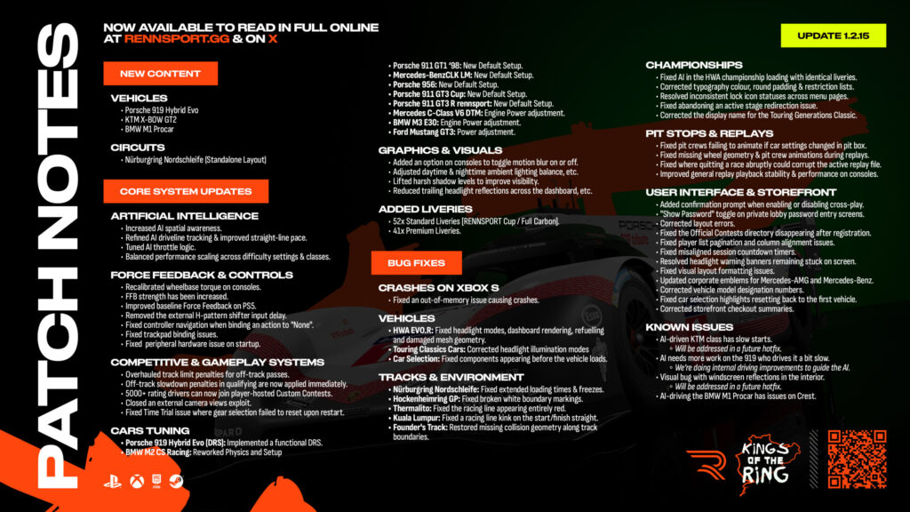 Rennsport patch notes