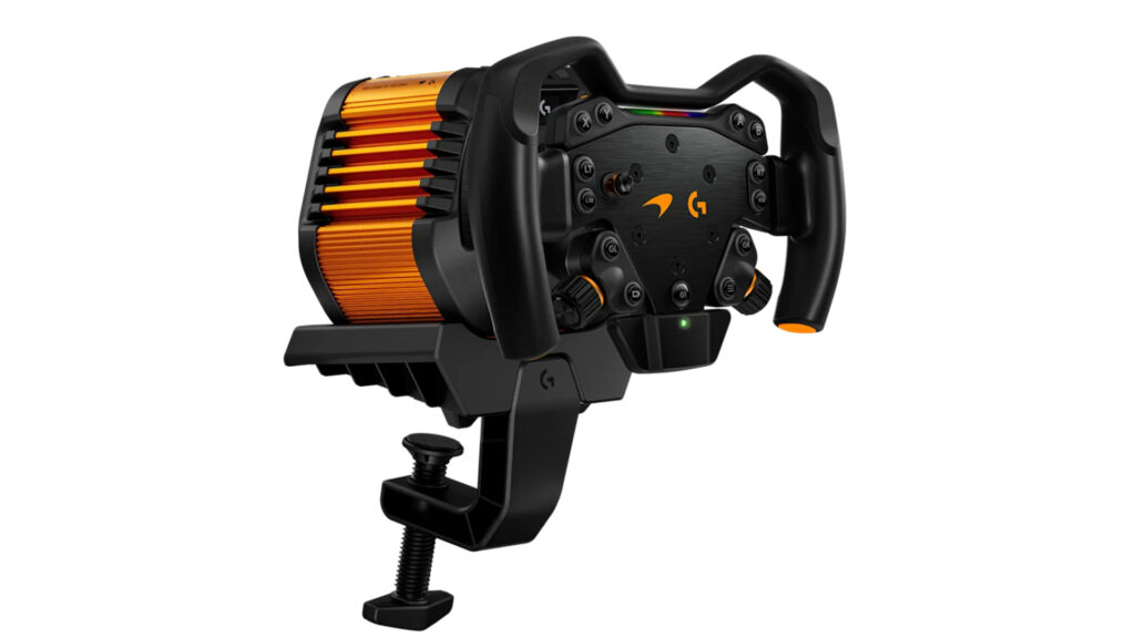 RS50 wheelbase, table clamp, Logitech announces new RS50 McLaren Racing Bundle, featuring 8Nm wheelbase and load cell pedals