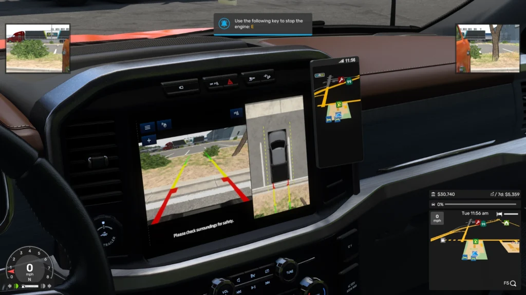 American Truck Simulator Road Trip Ford reversing camera
