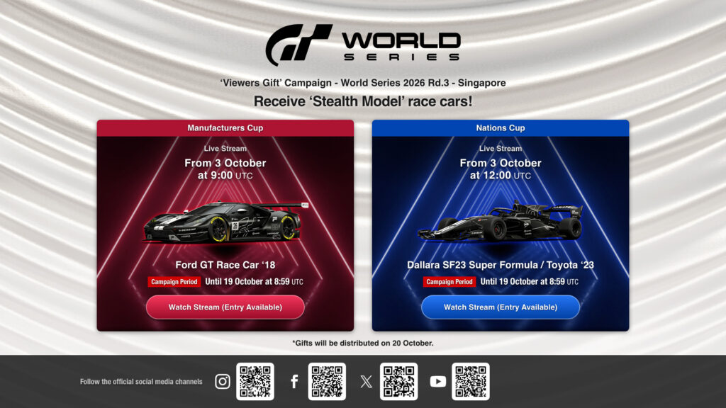 Gran Turismo World Seires 2026 Singapore Viewers Campaign rewards