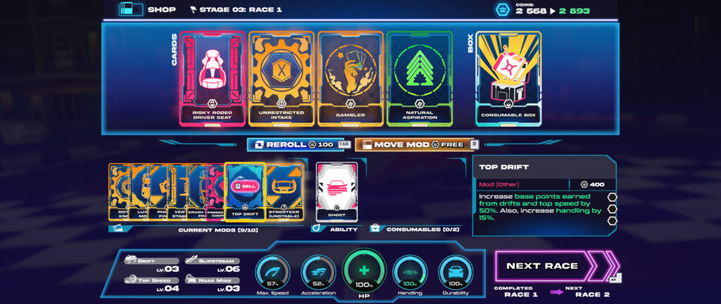 Driving Rogue is an arcade roguelite racer with a deckbuilding twist